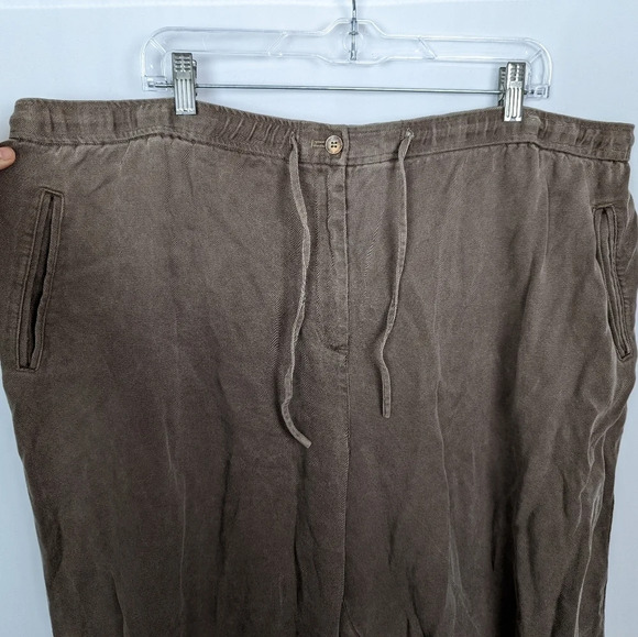 J Jill sz 26W Elastic Waist Drawstring Pants Khaki Lightweight Tencell Lyocell - Picture 4 of 7
